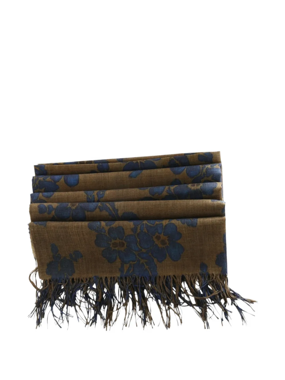 Uma Wang floral-print fringed scarf Bruin