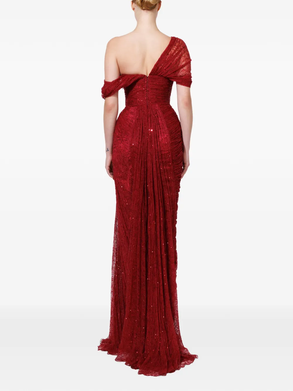 Iris Serban Scarlett sequin-embellished draped dress Rood