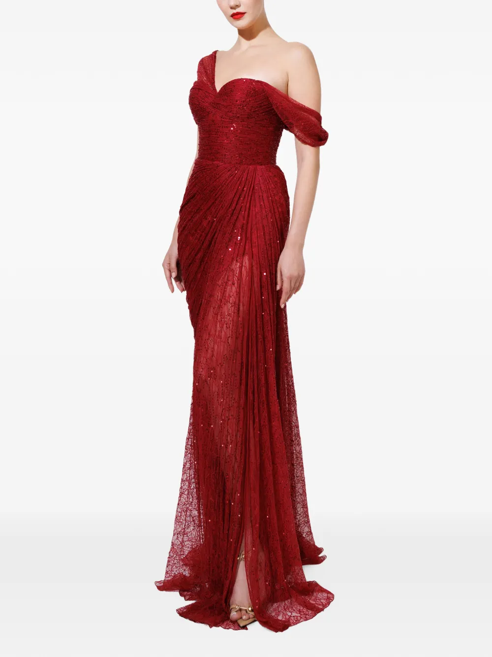 Iris Serban Scarlett sequin-embellished draped dress Rood