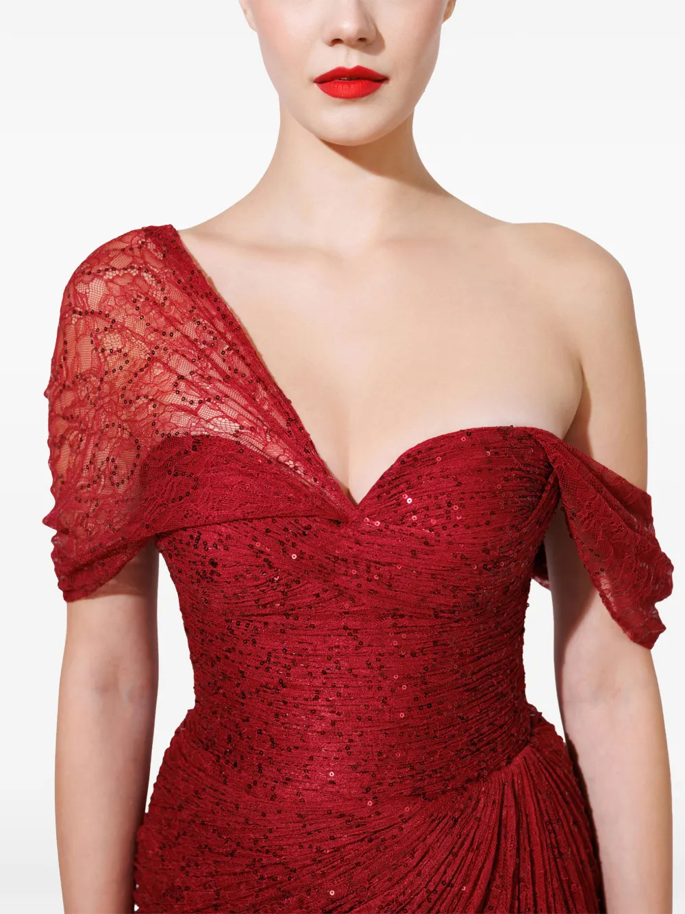Iris Serban Scarlett sequin-embellished draped dress Rood