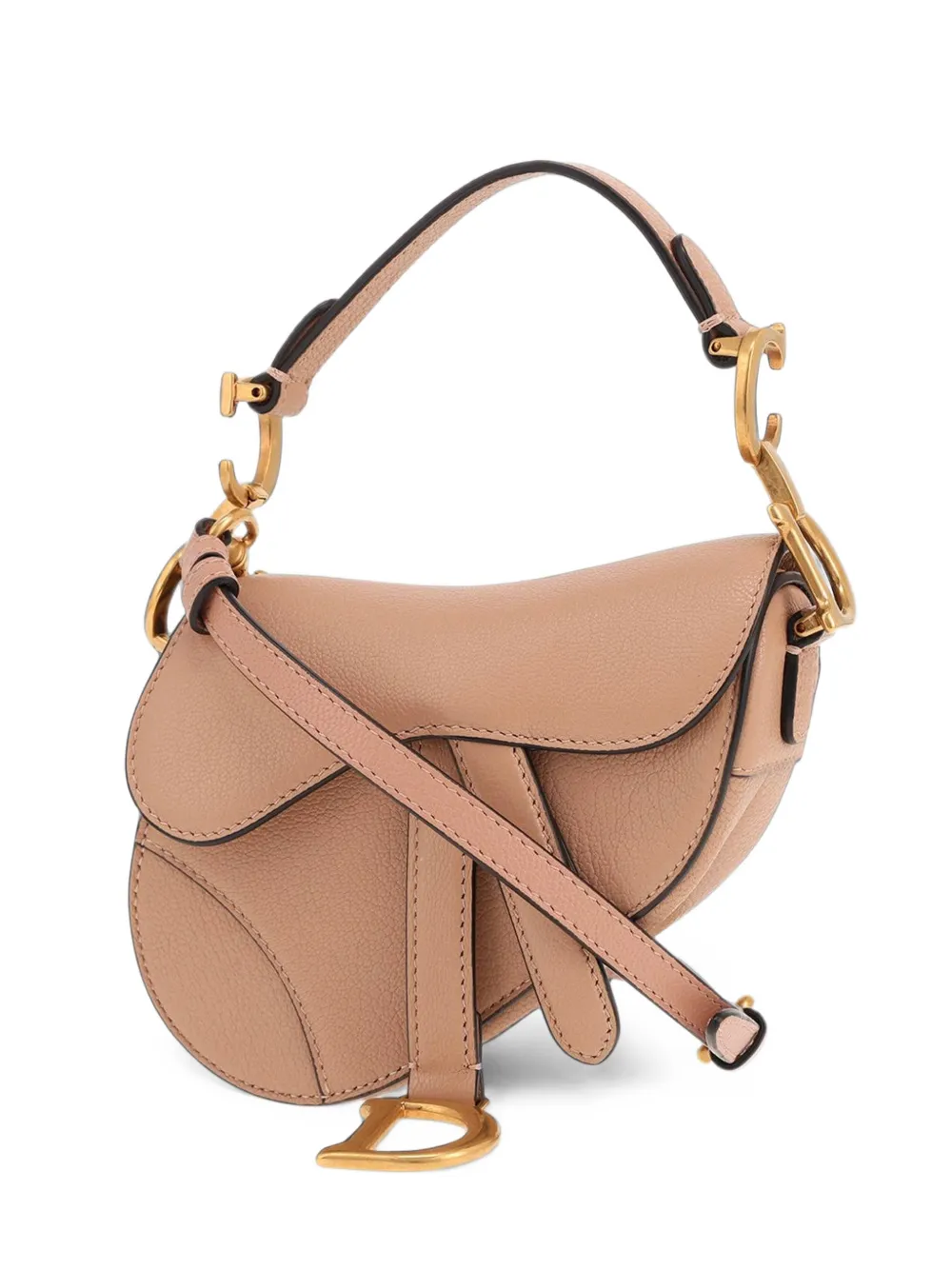 Christian Dior Pre-Owned Saddle grained leather shoulder bag - Neutrals