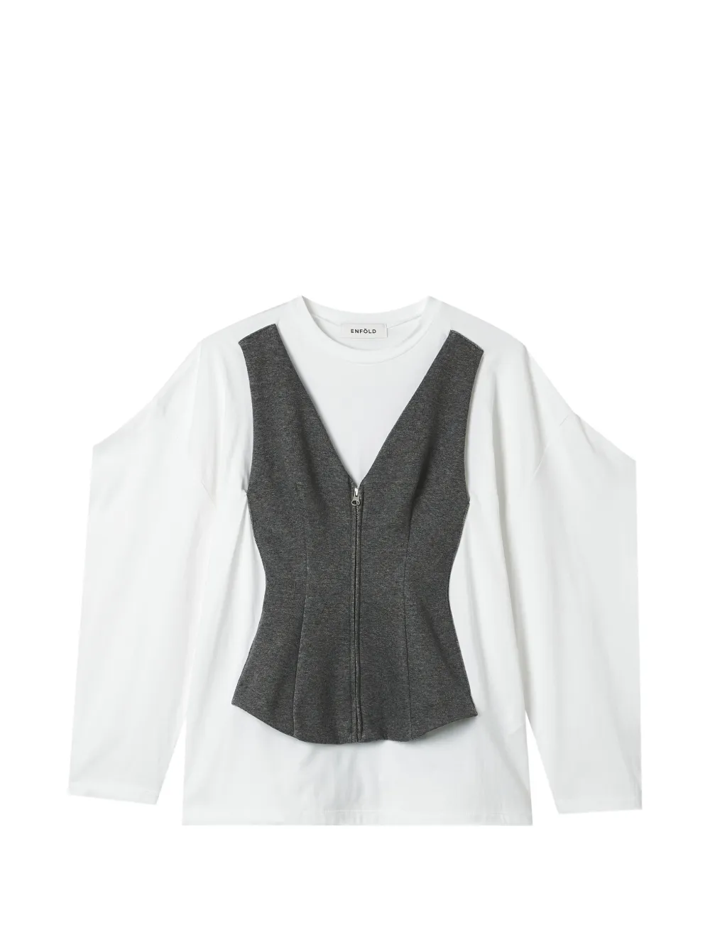 Enföld layered-design zip-up blouse Wit