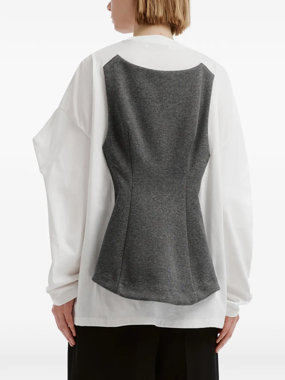 Enföld layered-design zip-up blouse Wit