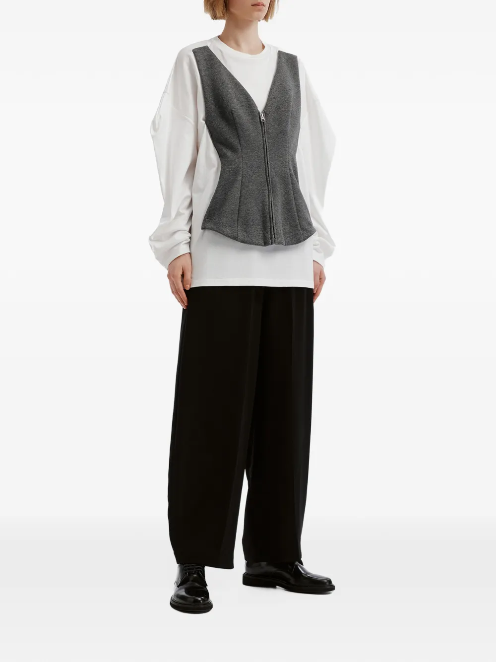 Enföld layered-design zip-up blouse Wit