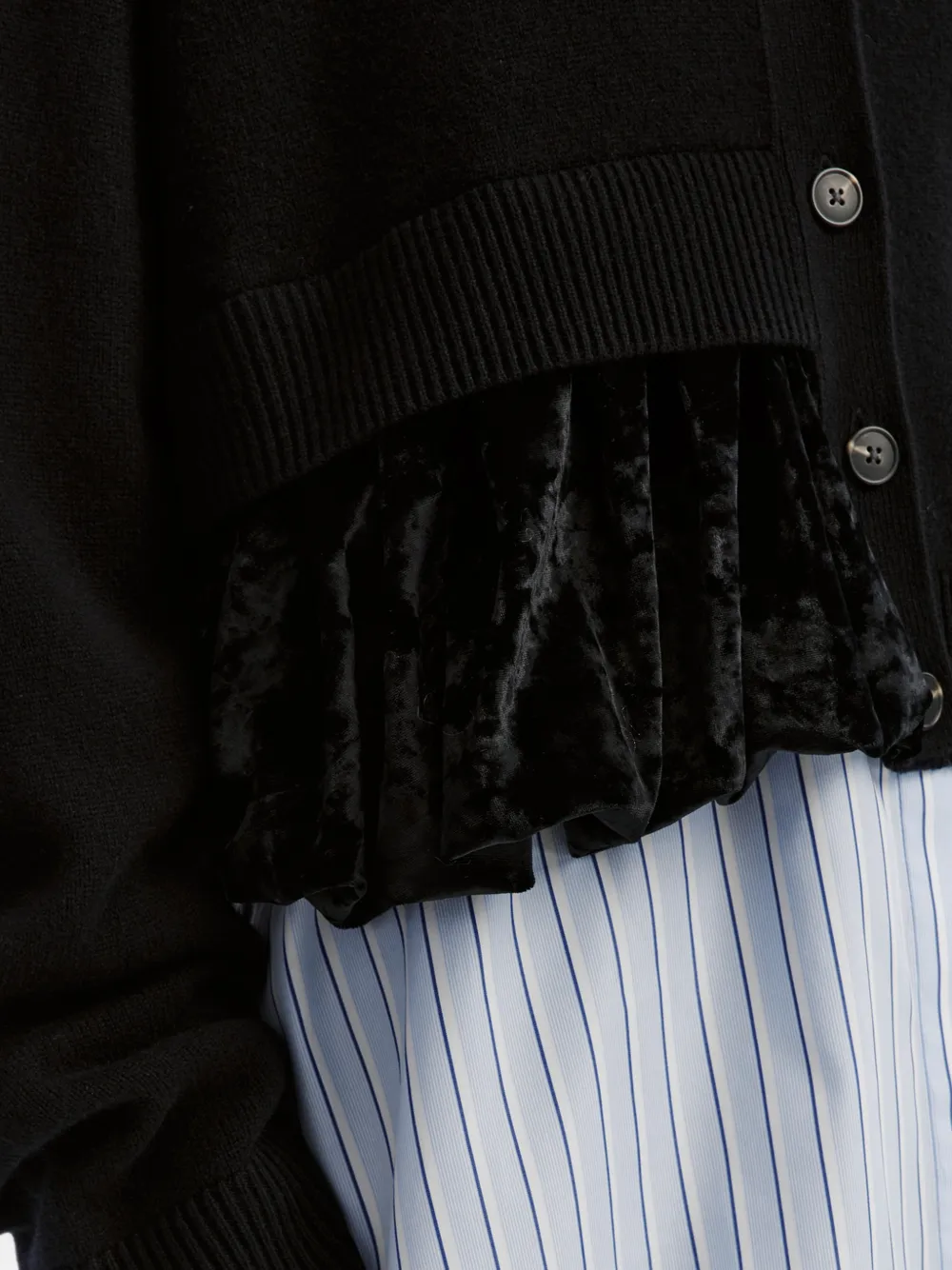 Enföld velvet-panel cropped cardigan Zwart
