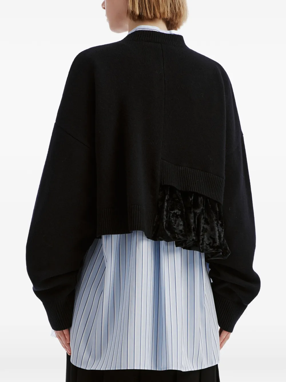Enföld velvet-panel cropped cardigan Zwart
