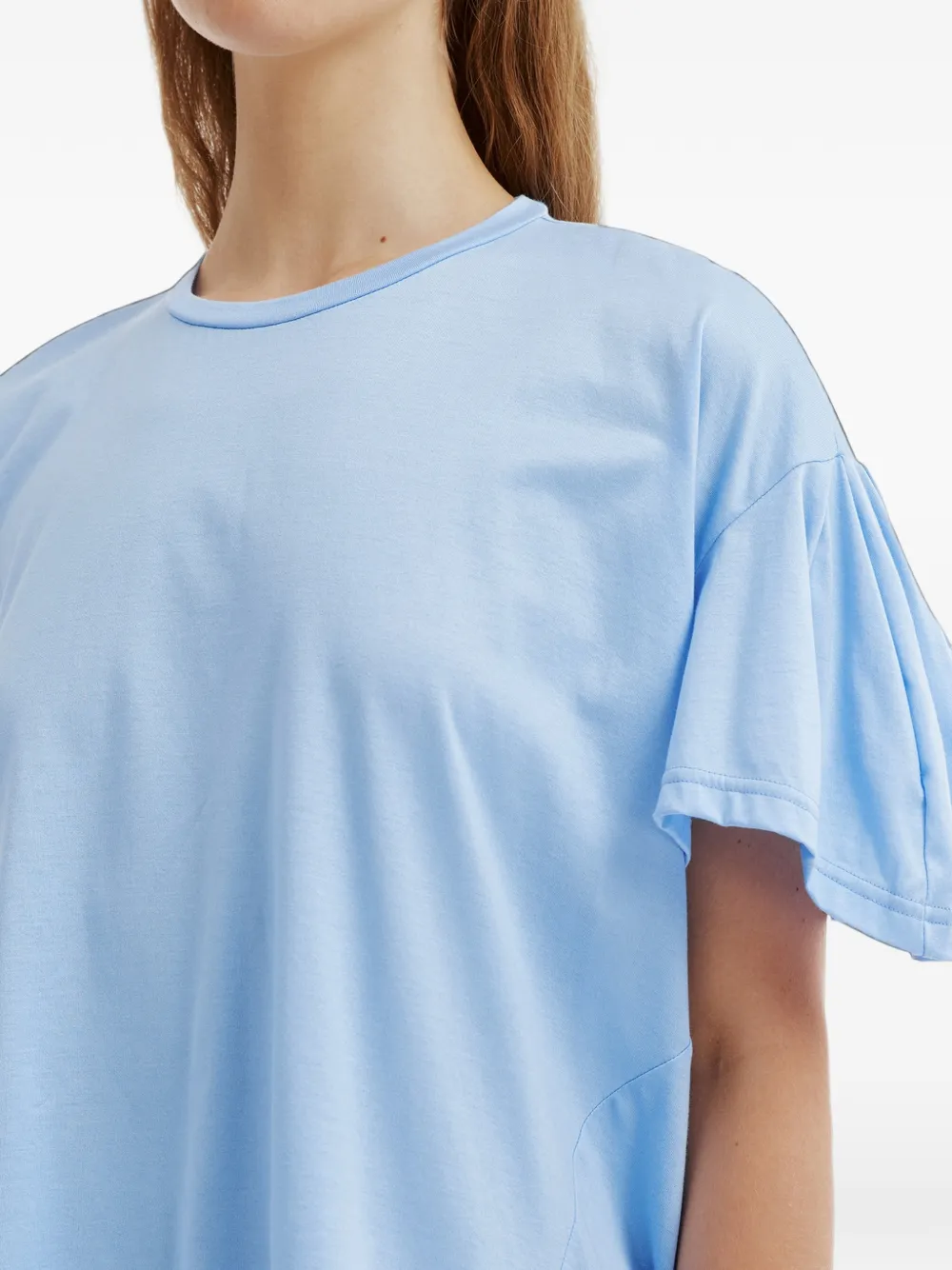 Enföld Umbrella ruffled-sleeve asymmetric T-shirt Blauw