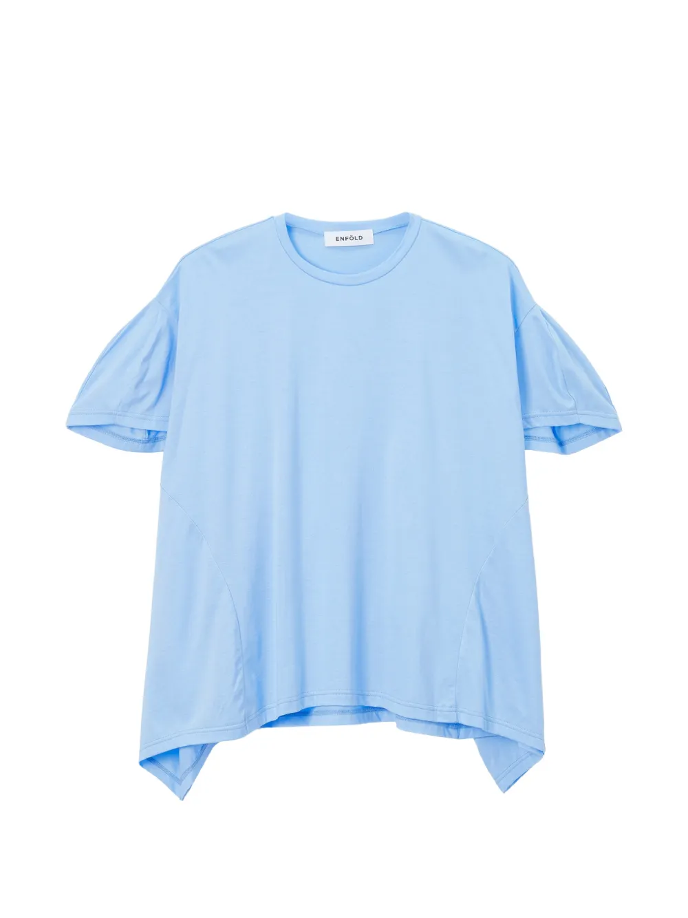 Enföld Umbrella ruffled-sleeve asymmetric T-shirt Blauw