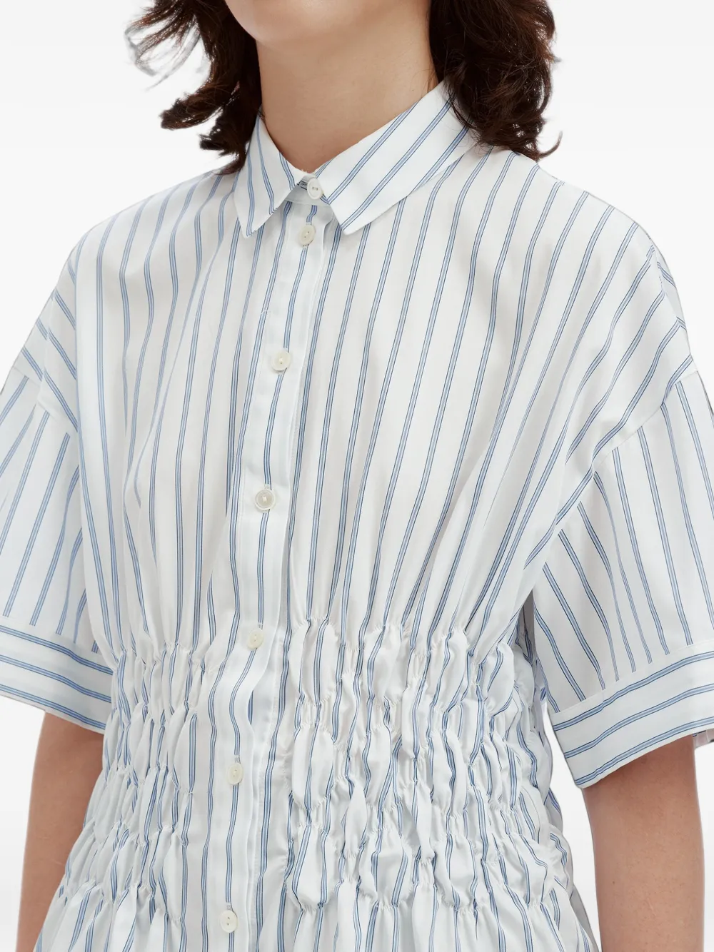 Enföld striped shirred shirt Wit