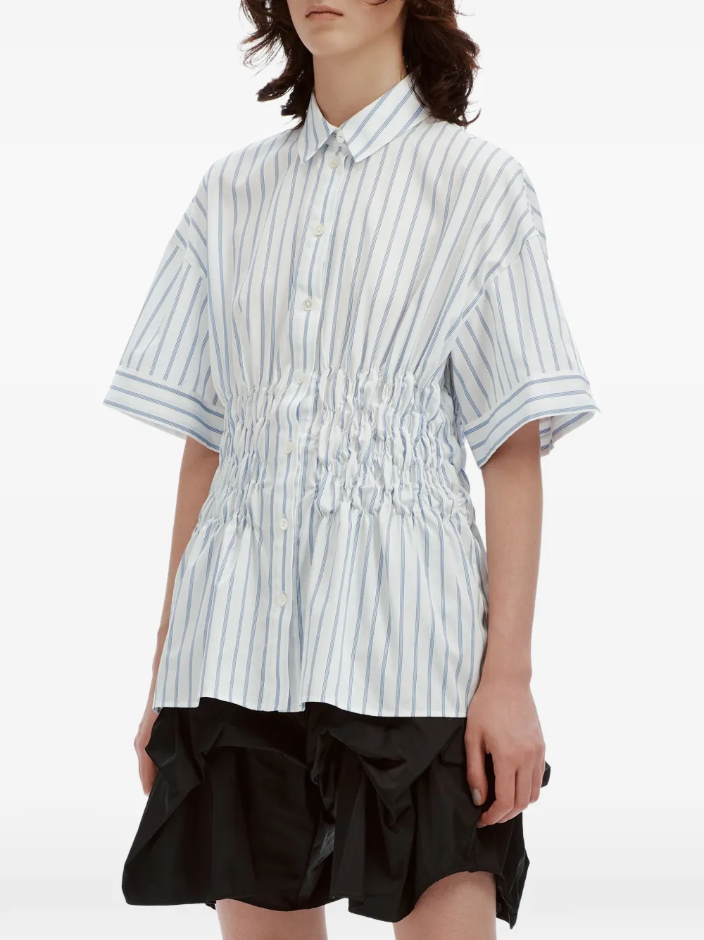 Enföld striped shirred shirt Wit