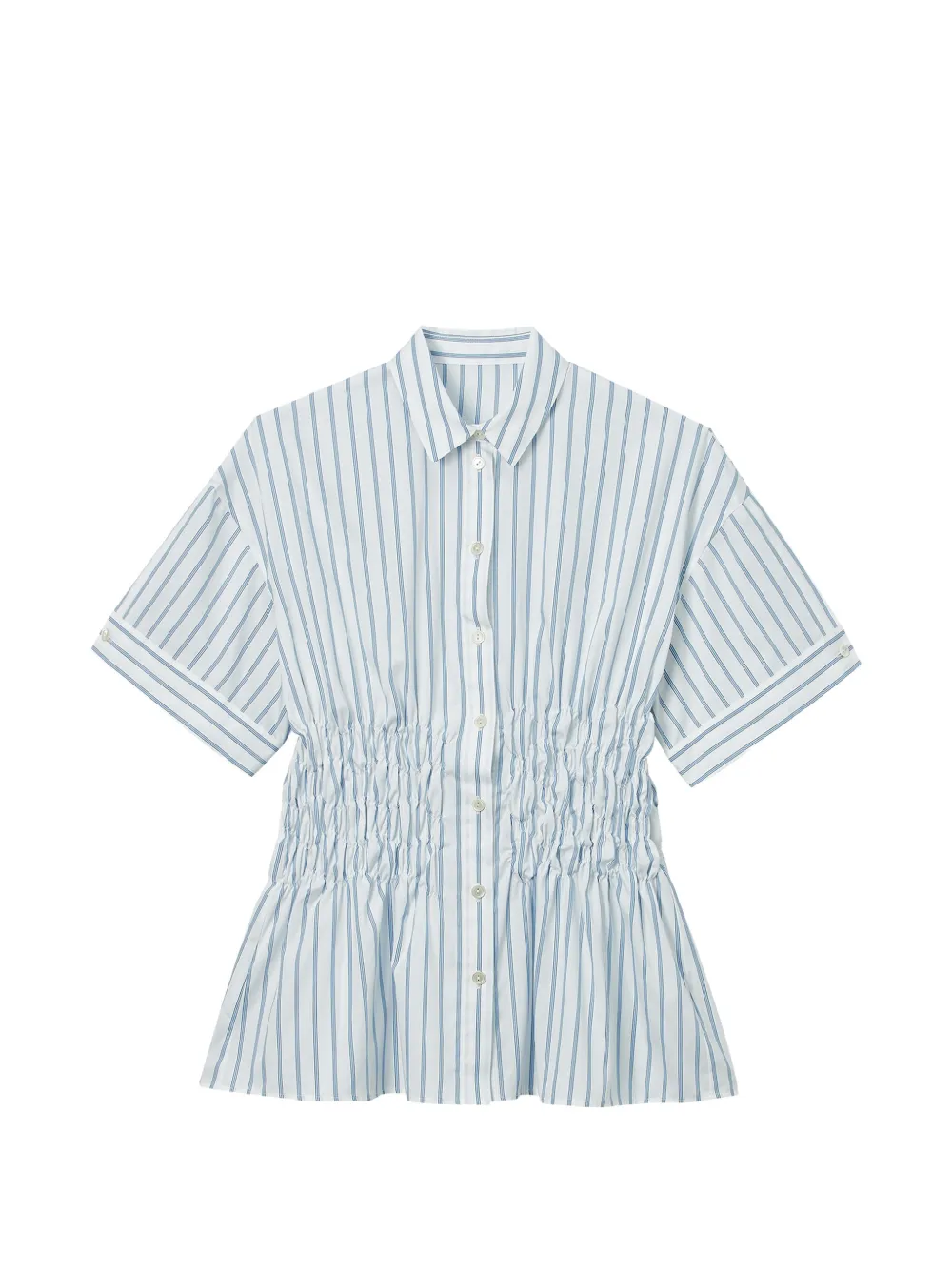 Enföld striped shirred shirt Wit