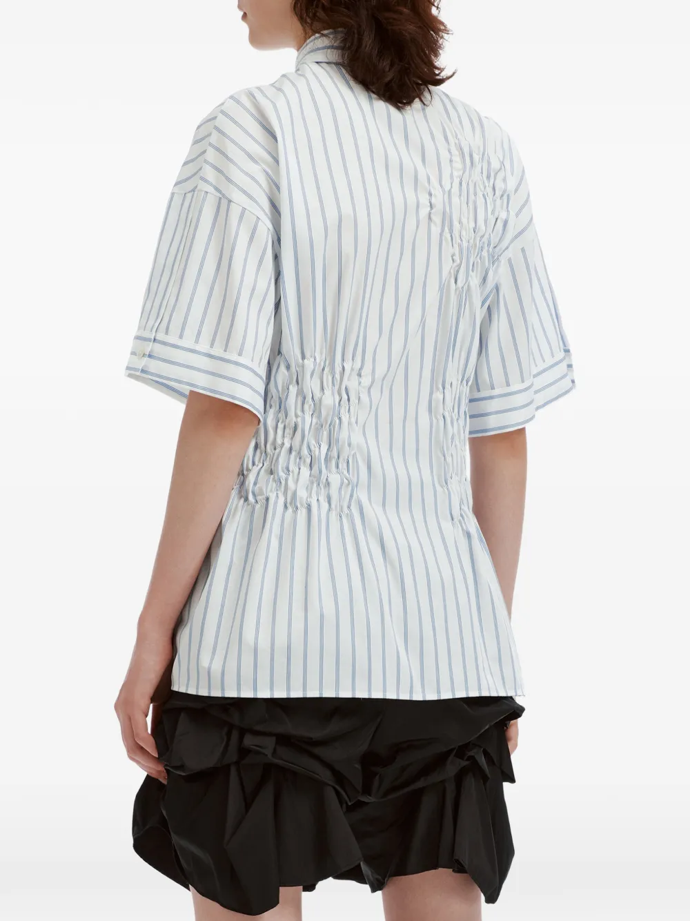 Enföld striped shirred shirt Wit