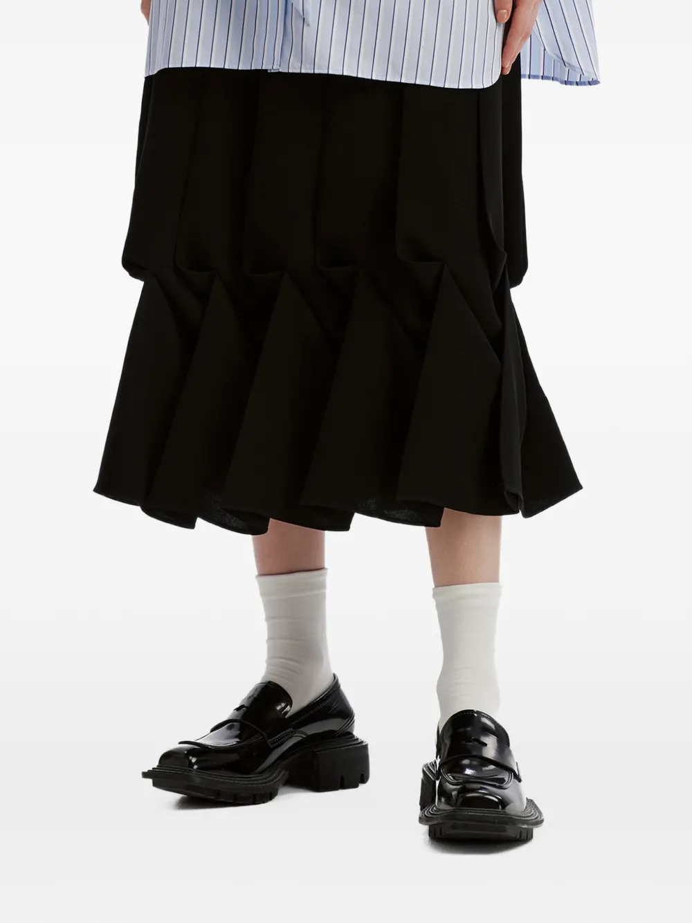 Enföld pleated origami-style midi skirt Zwart