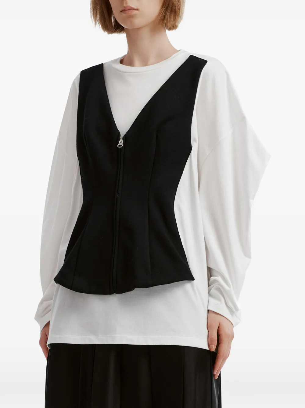Enföld layered zip-front blouse Wit