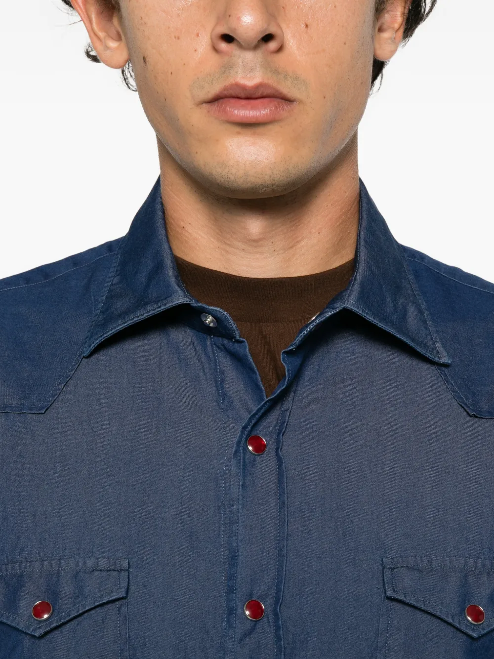 Barba western denim shirt Blauw