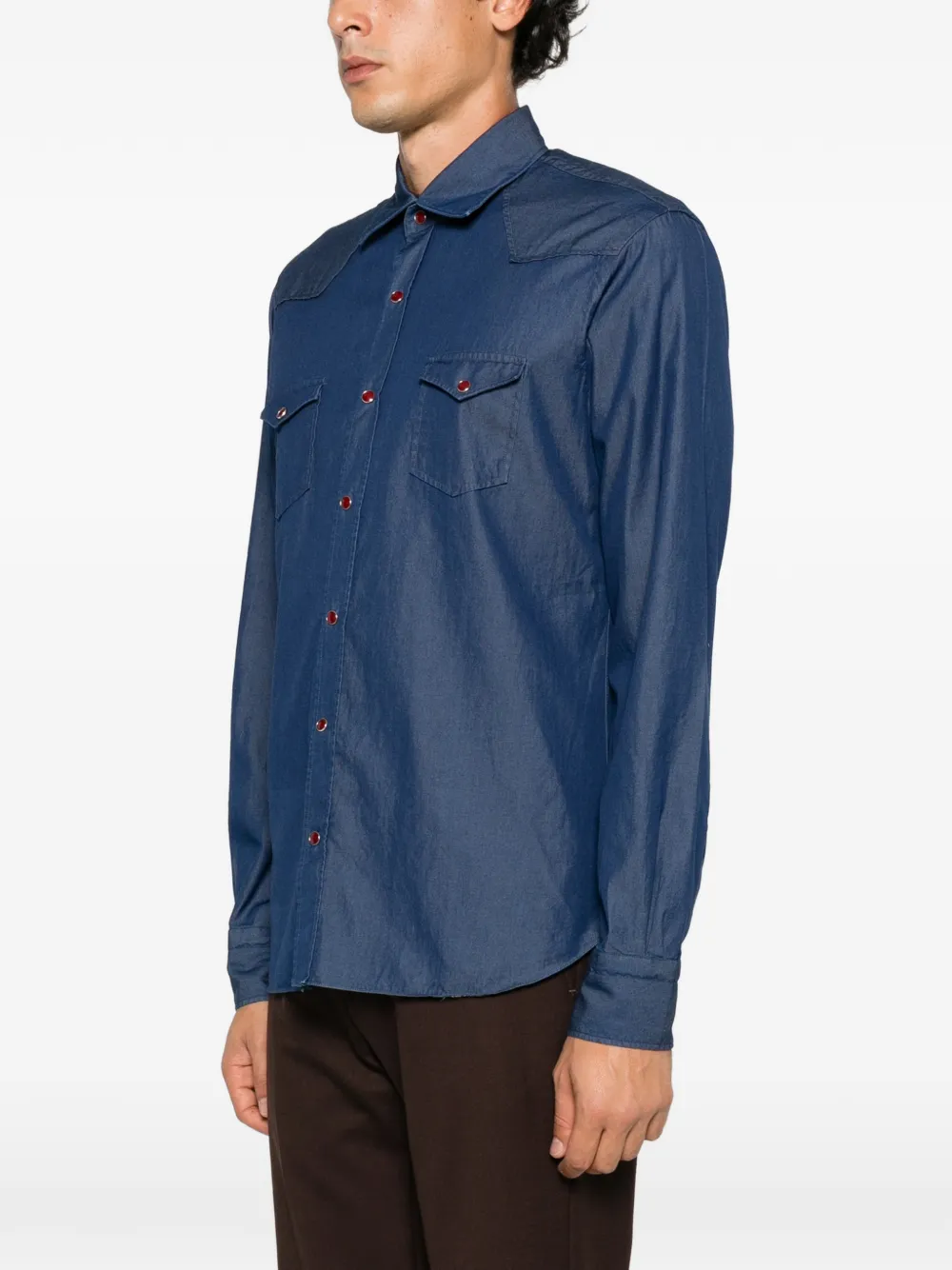 Barba western denim shirt Blauw