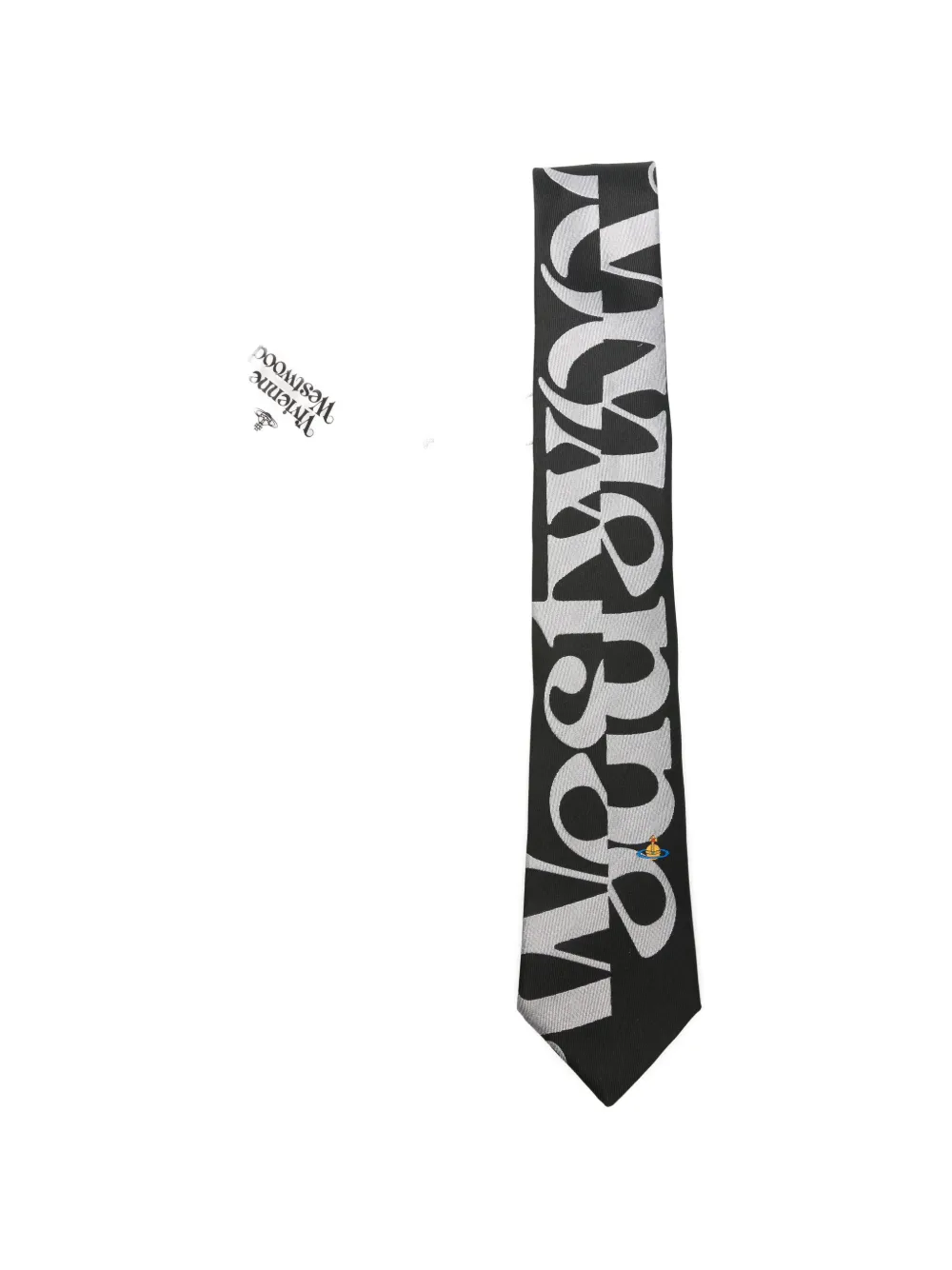 Vivienne Westwood Logo-print Orb-embroidered Tie In Black