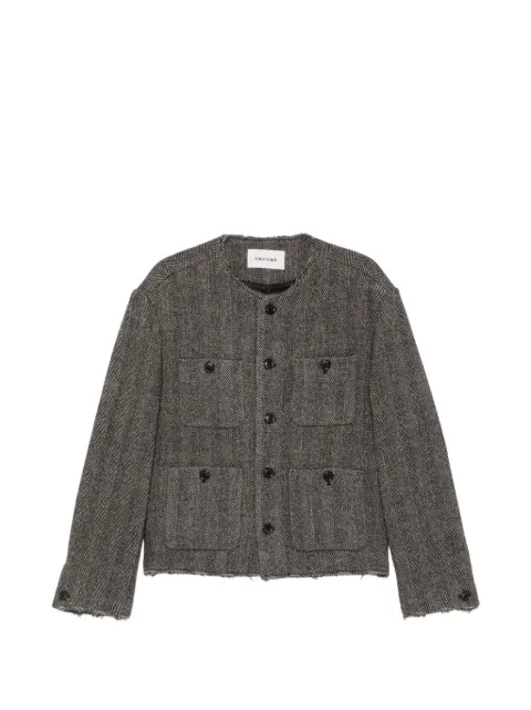 TONYWACK herringbone-pattern raw-edge jacket