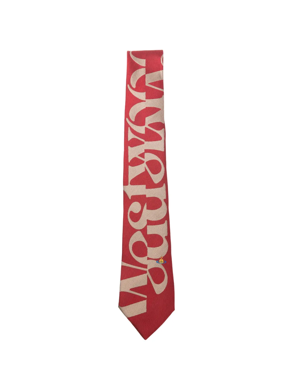 Vivienne Westwood logo-print silk tie Rood