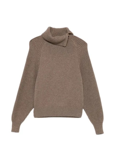 Agnona ribbed-knit asymmetric-zip sweater