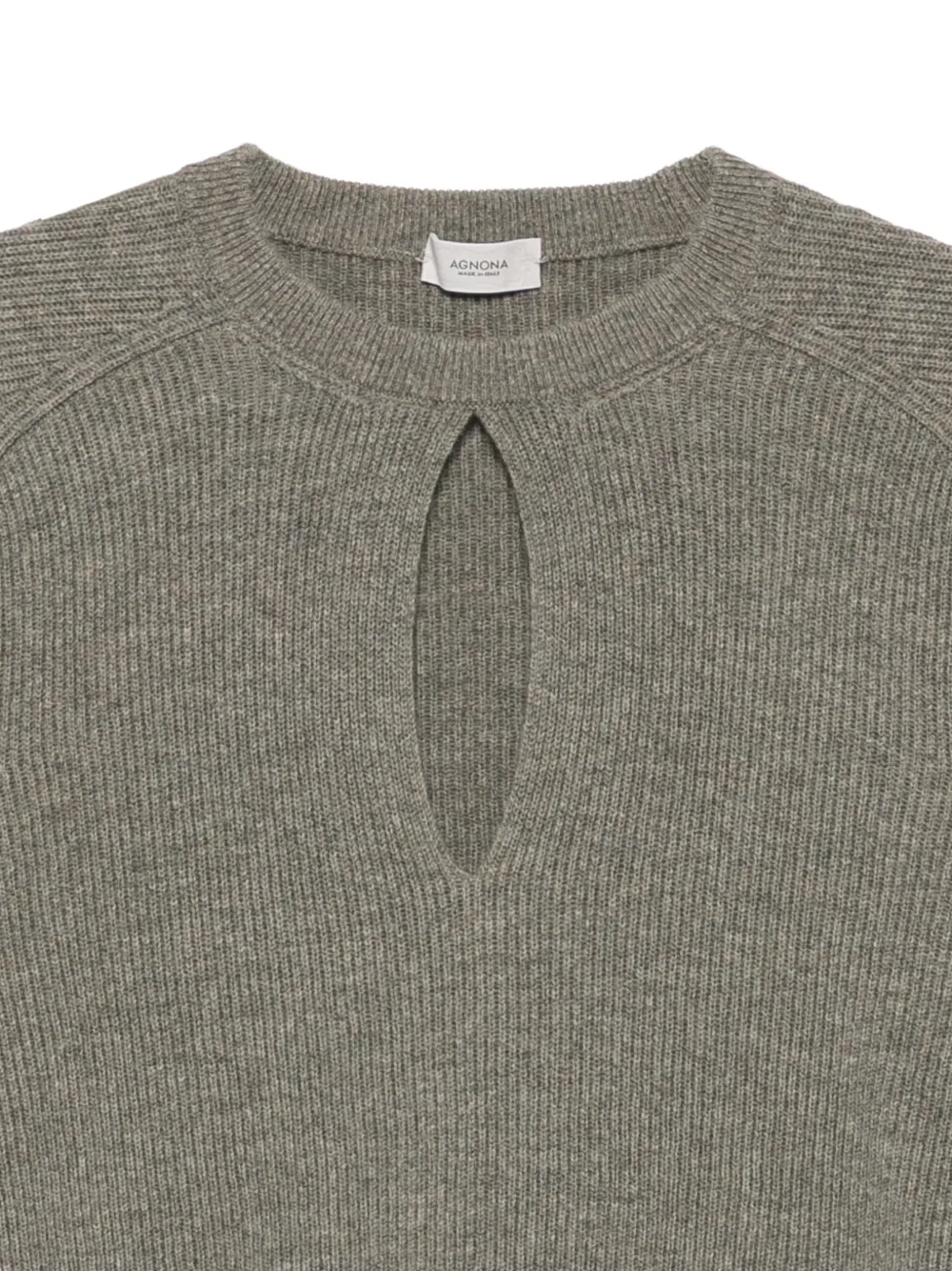 Agnona Ribgebreide uitgesneden trui Beige
