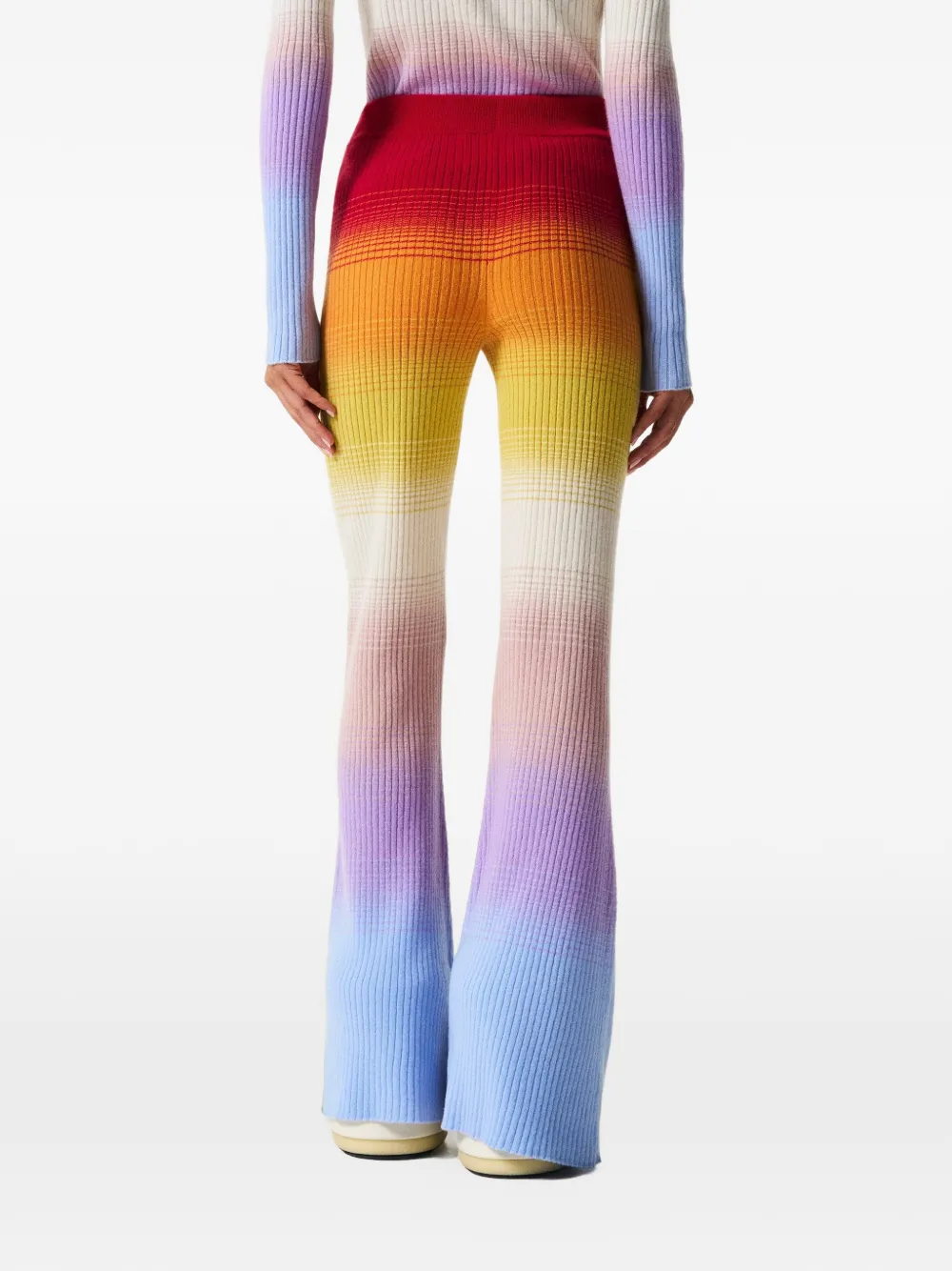 Perfect Moment rainbow-knit flared trousers Rood