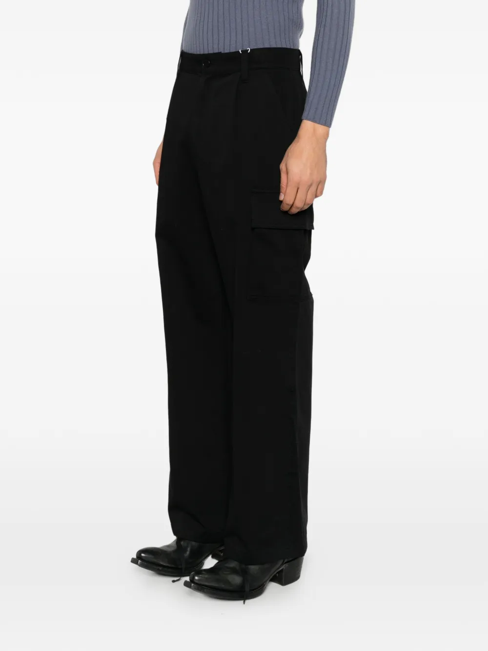 TONYWACK pleated wide-leg cargo pants Zwart