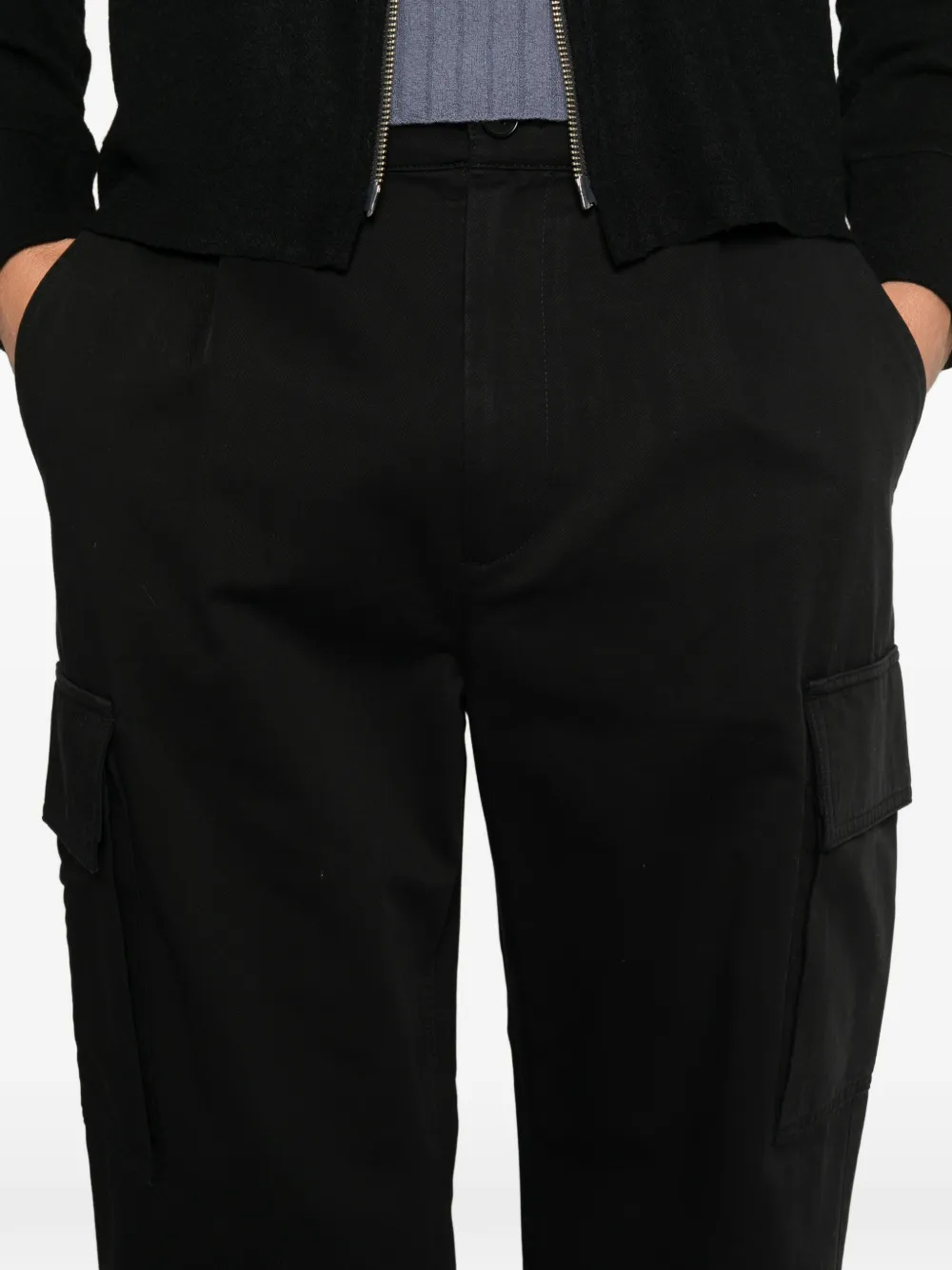 TONYWACK pleated wide-leg cargo pants Zwart
