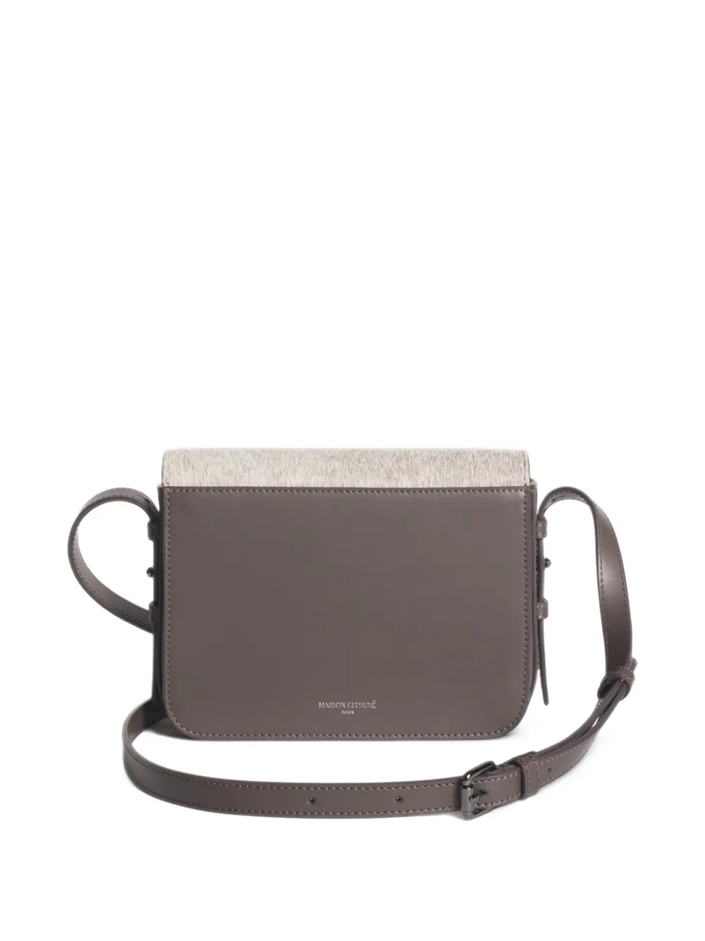 Maison Kitsuné fox-plaque calf-hair cross body bag Bruin