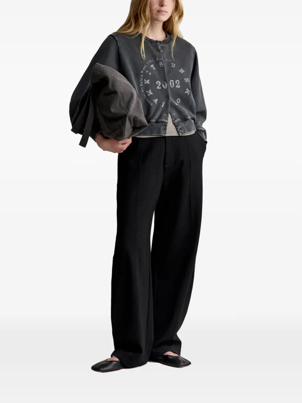 Maison Kitsuné Circle Stamp logo-print press-stud sweatshirt Zwart