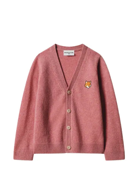 MAISON KITSUNE KIDS Fox-Head-patch V-neck cardigan