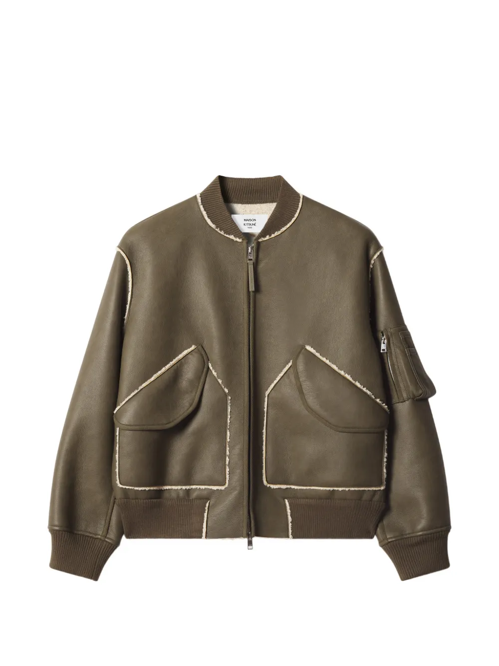 Maison Kitsuné shearling-trim bomber jacket - Grün
