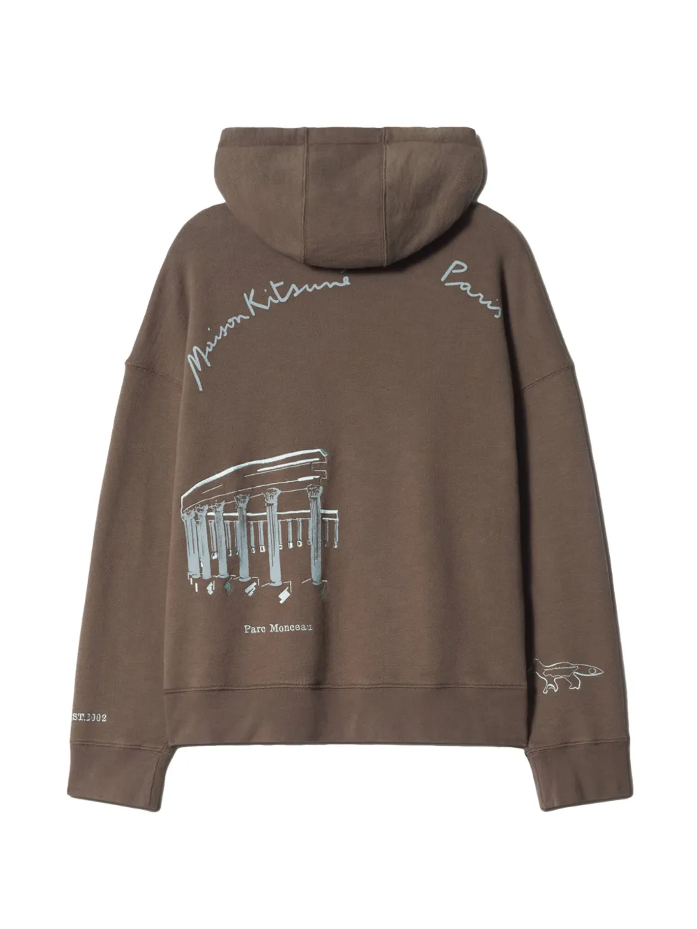 Maison Kitsuné Parcs of Paris graphic-print drawstring hoodie Groen