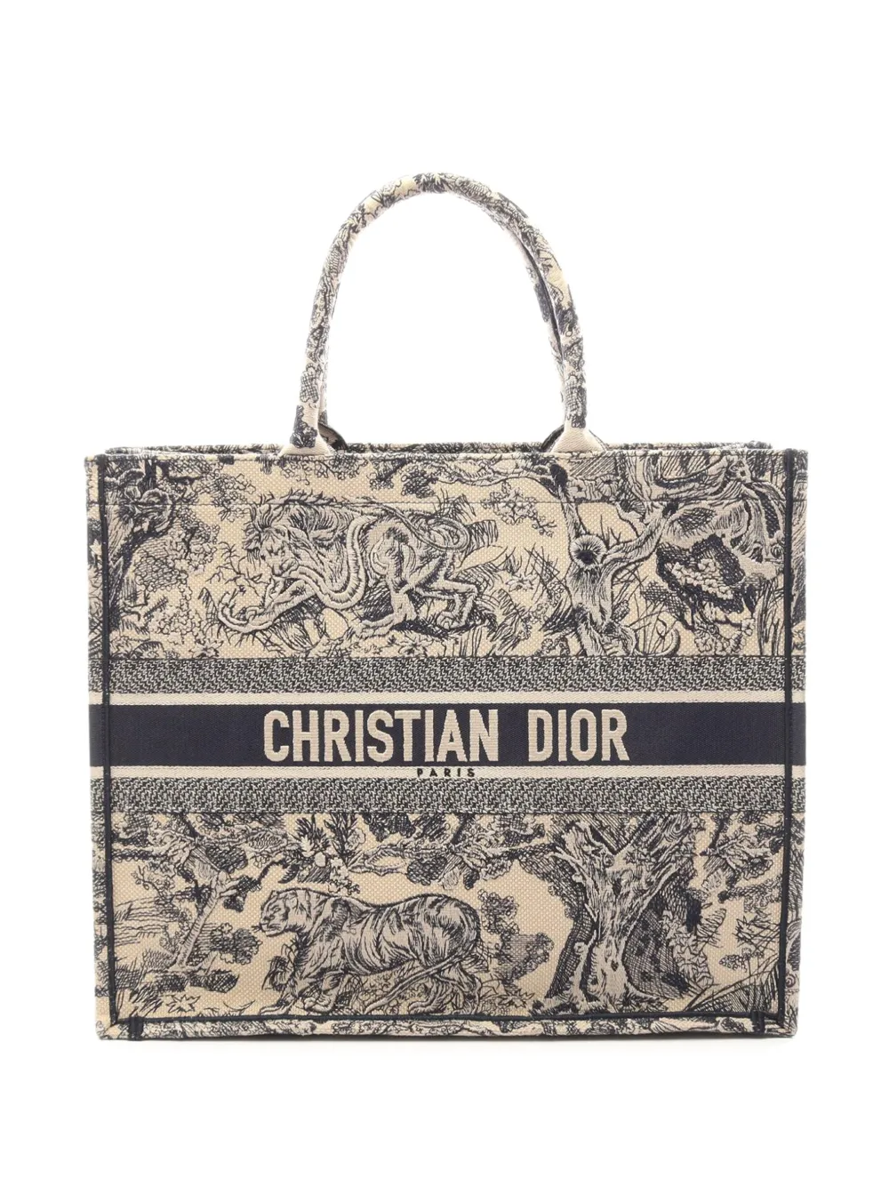 Christian Dior Pre-Owned 2000-2026 Large Canvas Toile de Jouy Embroidered Book tote bag - Tons neutres
