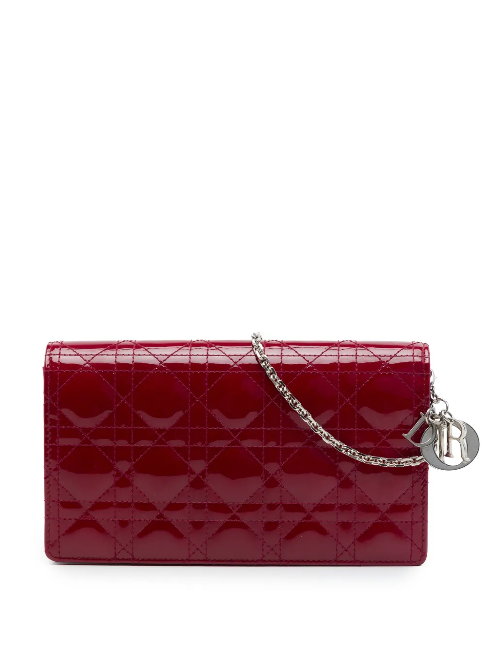 Christian Dior Pre-Owned 2018 Patent Cannage Lady Dior Pouch with Chain crossbody bag - Rot