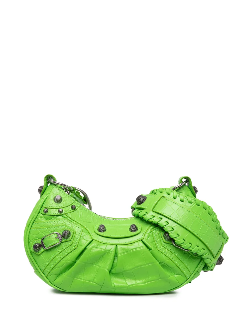 Balenciaga Pre-Owned 2022 Croc Embossed Leather Motocross Le Cagole XS crossbody bag - Grün
