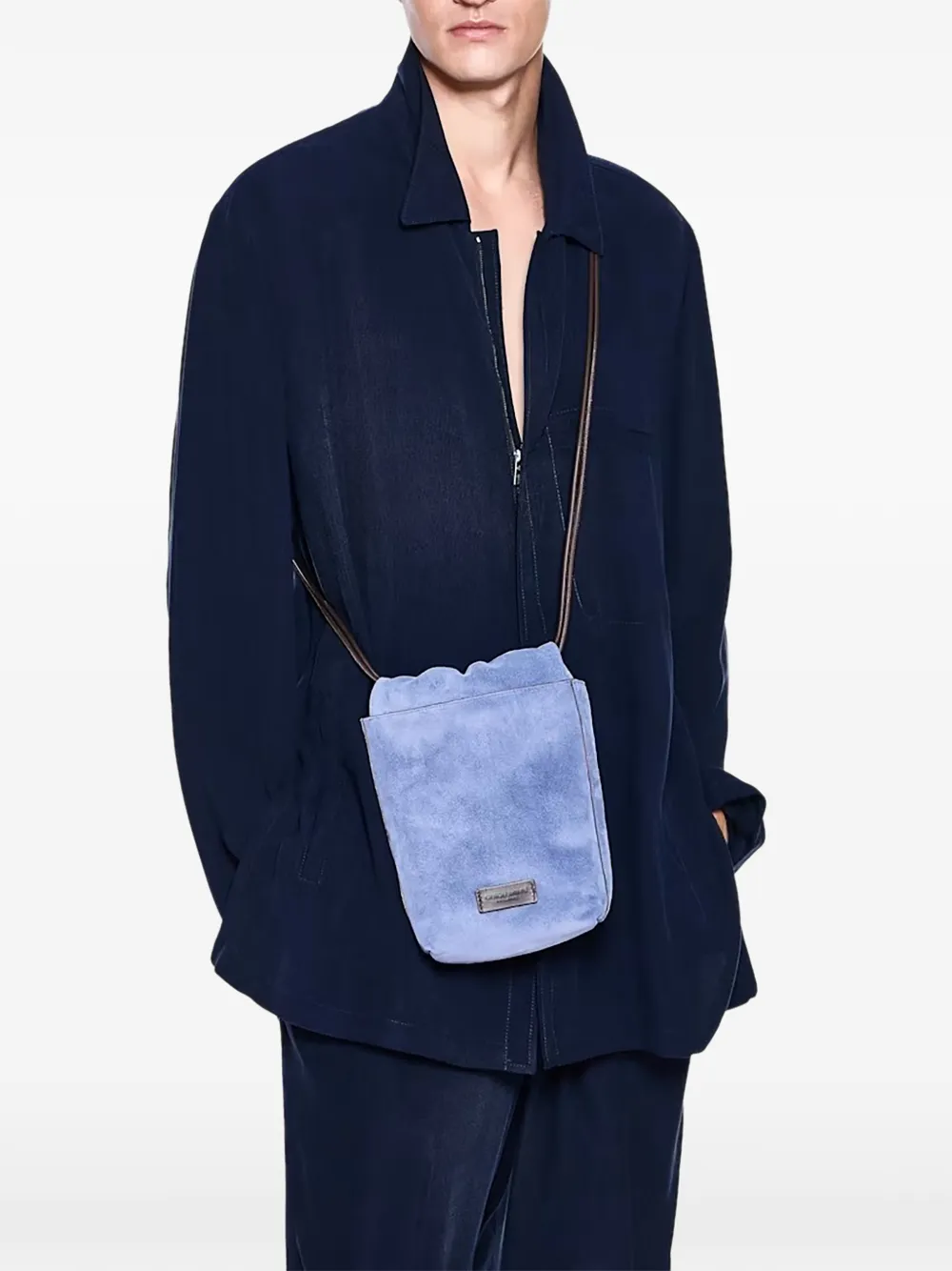 Giorgio Armani suede shoulder bag Blauw