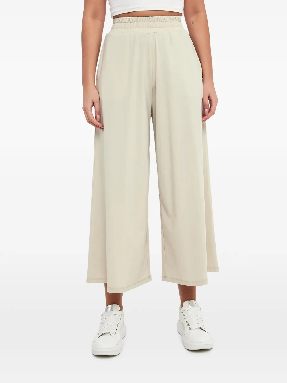 Armani Exchange elasticated-waist cropped trousers - Nude