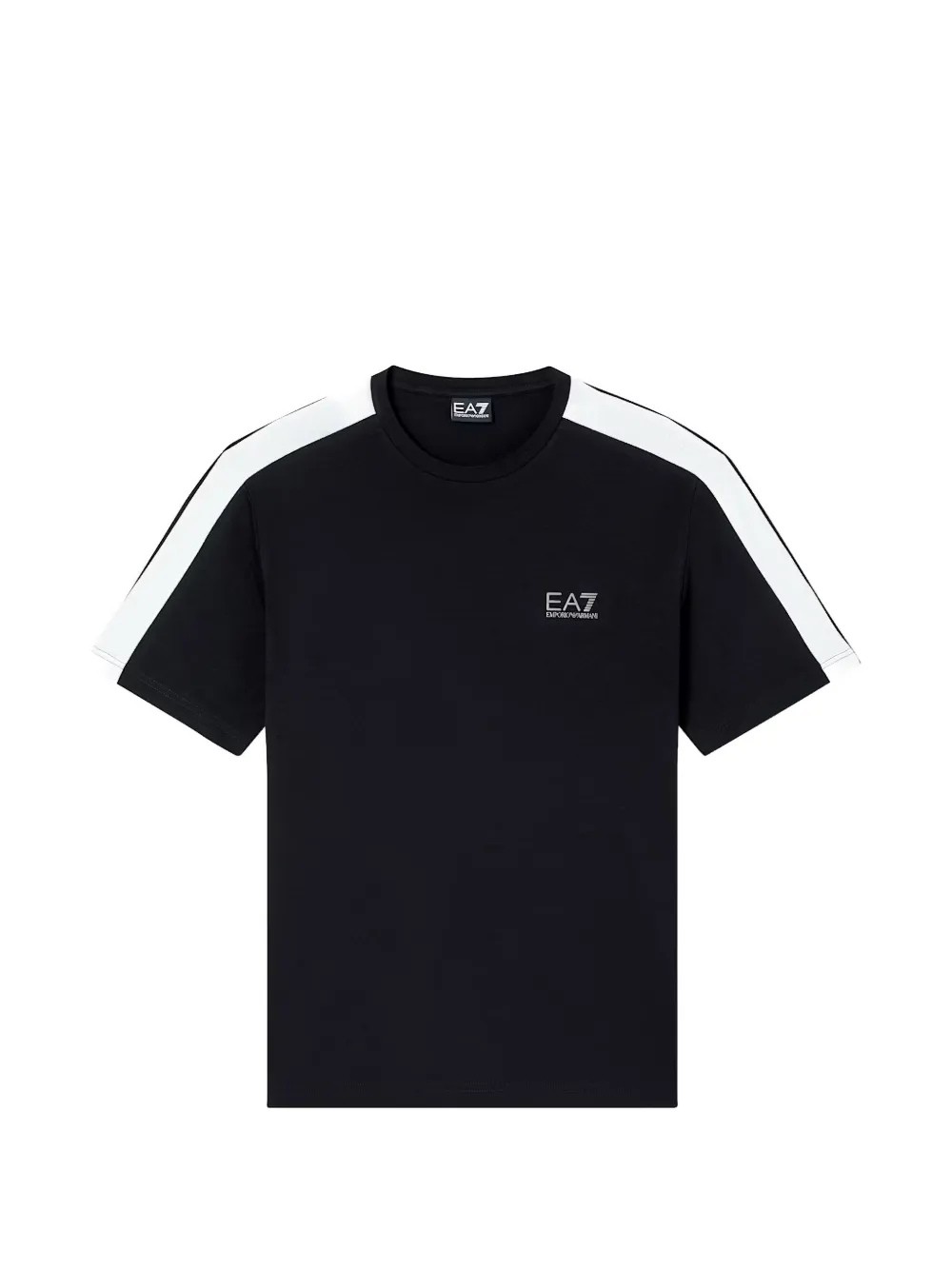 Ea7 Emporio Armani logo-print side-stripe T-shirt Zwart