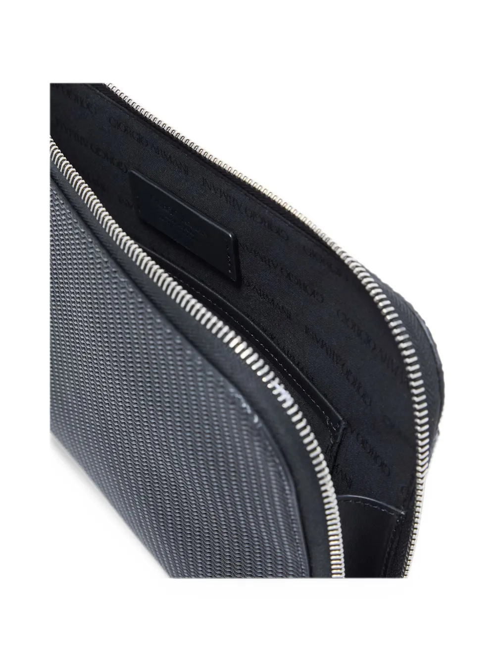 Giorgio Armani textured logo-plaque clutch bag Zwart