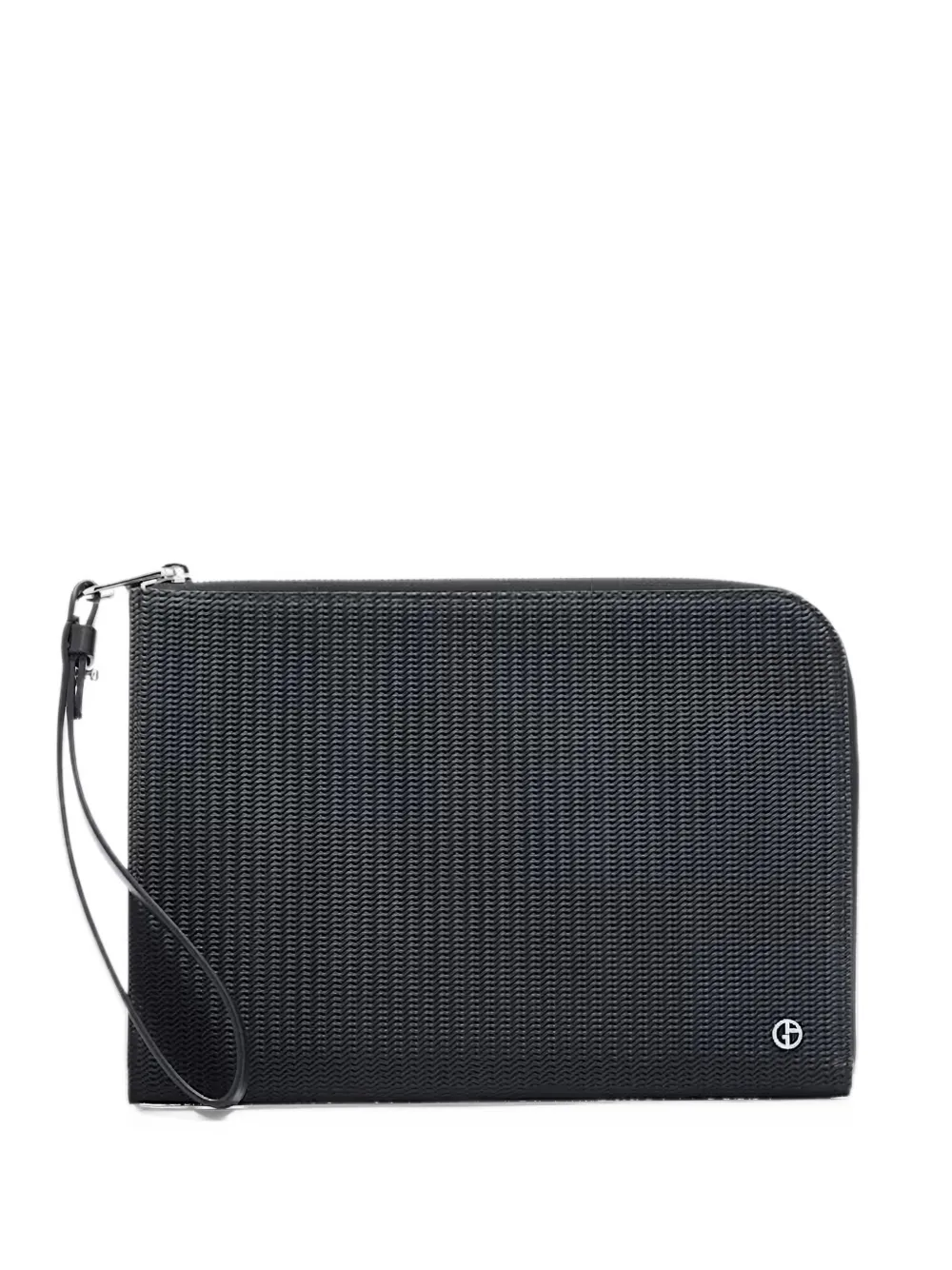 Giorgio Armani textured logo-plaque clutch bag - Nero