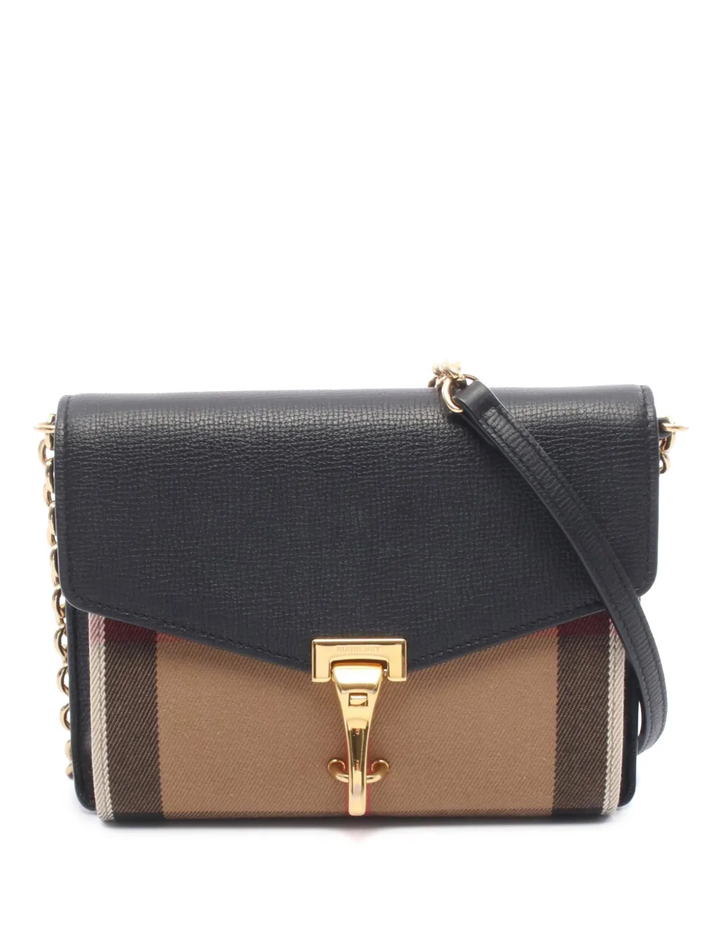 Burberry Pre-Owned 2018-2023 Small Leather and House Check Canvas Derby Macken crossbody bag - Schwarz