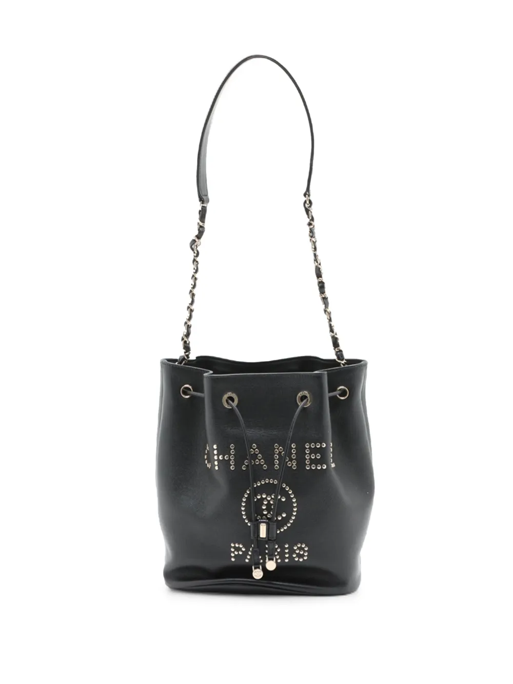 CHANEL Pre-Owned 2019 CC Caviar Deauville Drawstring bucket bag - Black