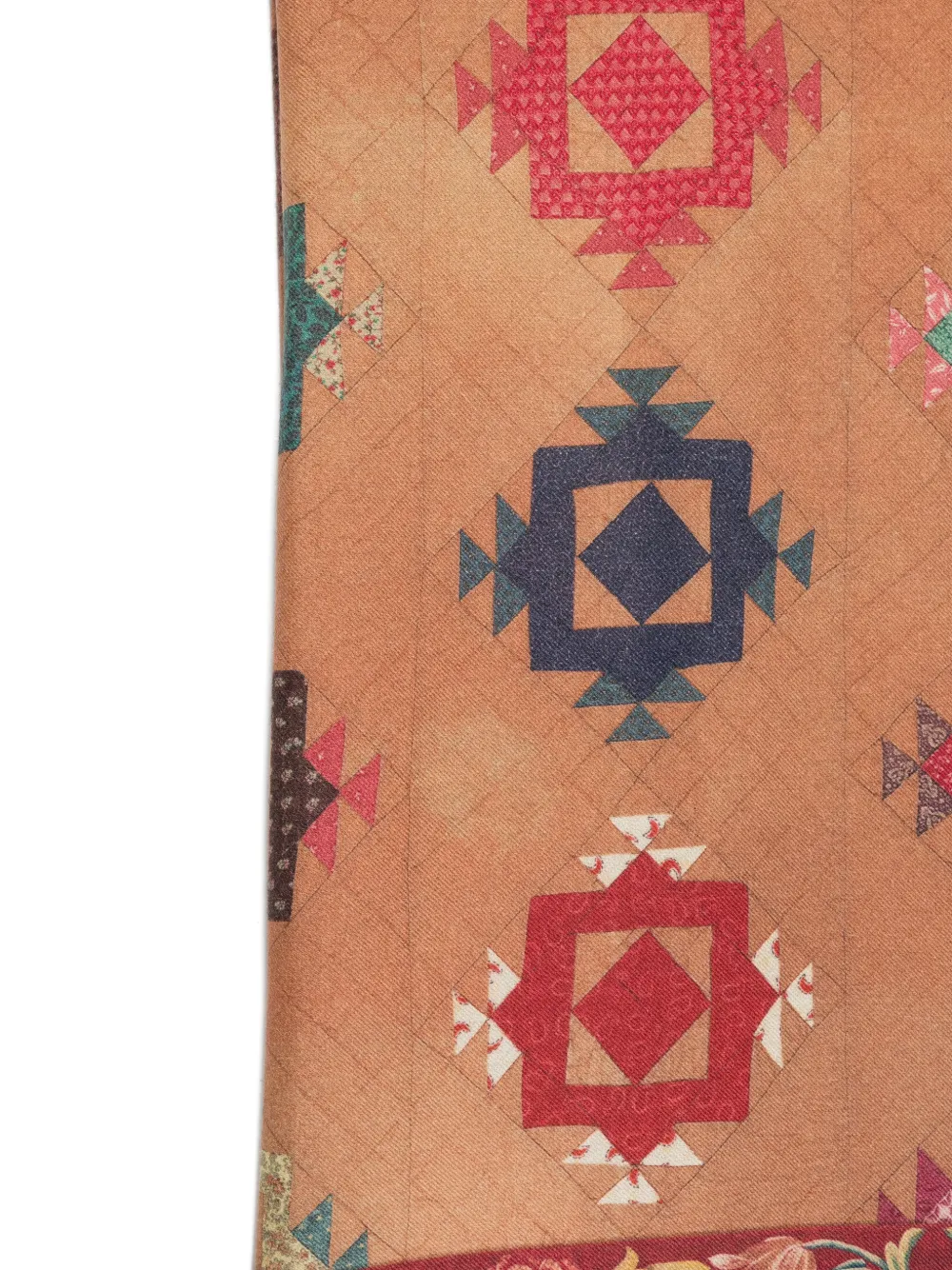 Pierre-Louis Mascia Sjaal met geometrisch patroon en gerafelde rand Beige