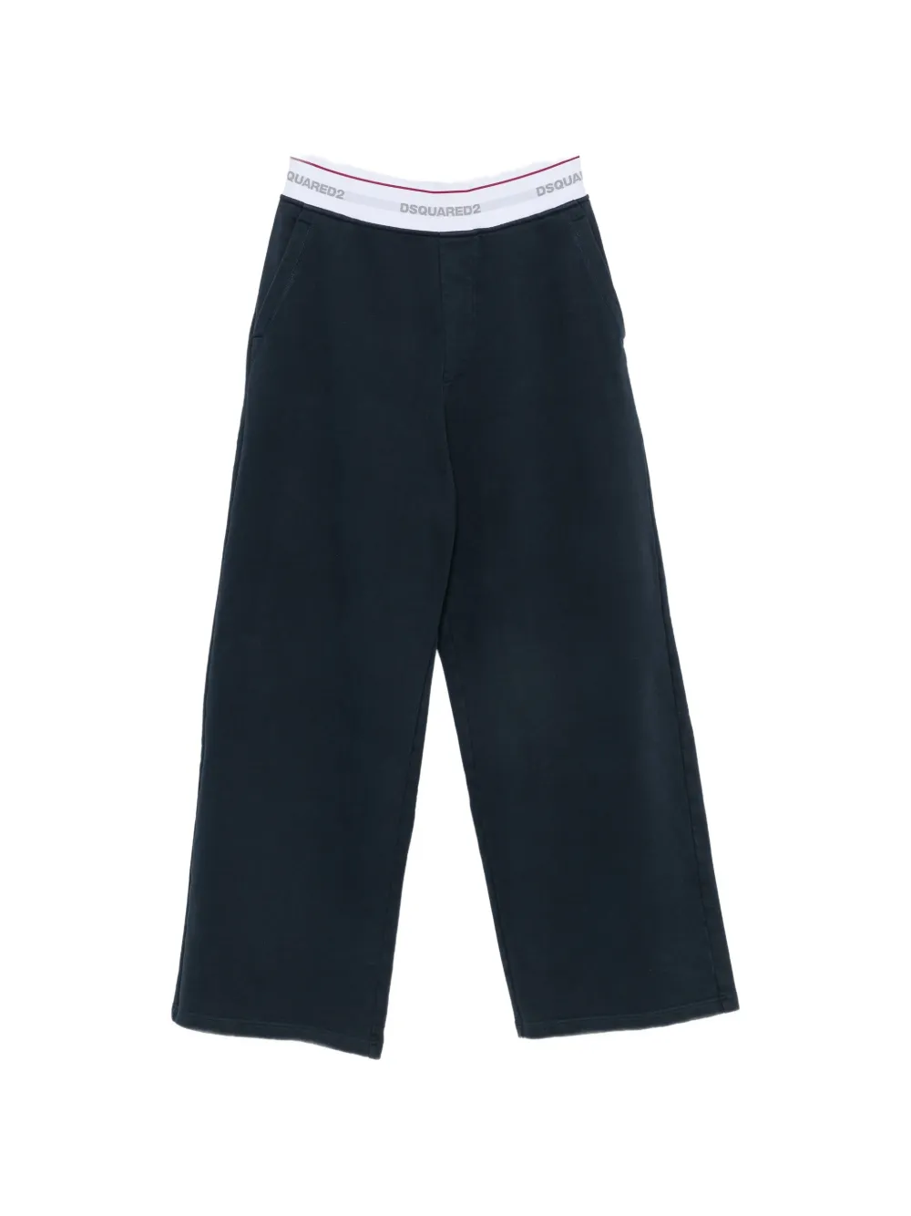 DSQUARED2 logo-waistband wide-leg trousers - Blu
