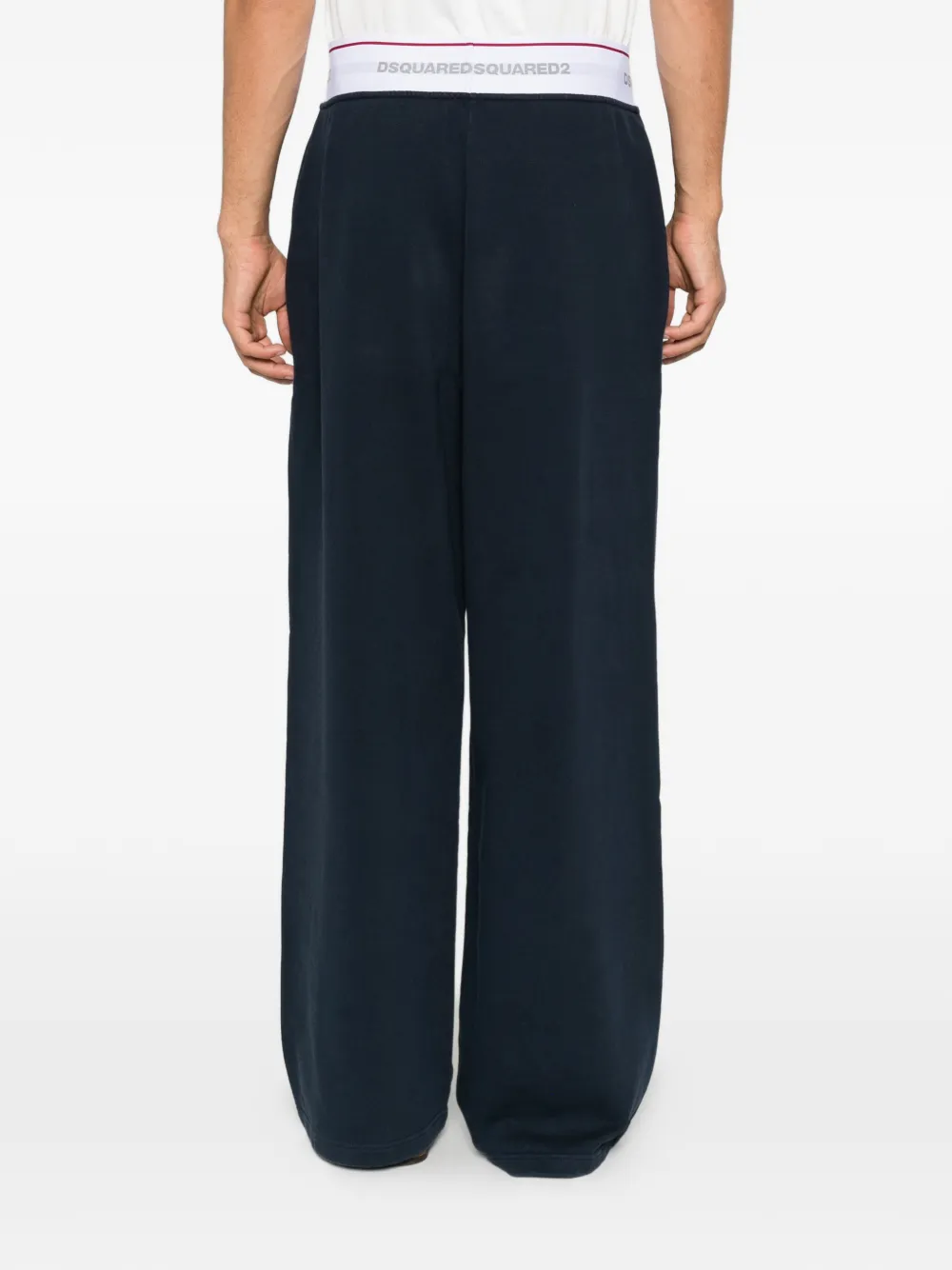 DSQUARED2 logo-waistband wide-leg trousers Blauw