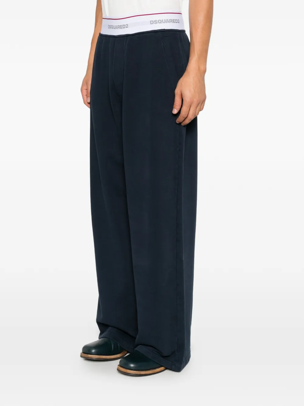 DSQUARED2 logo-waistband wide-leg trousers Blauw