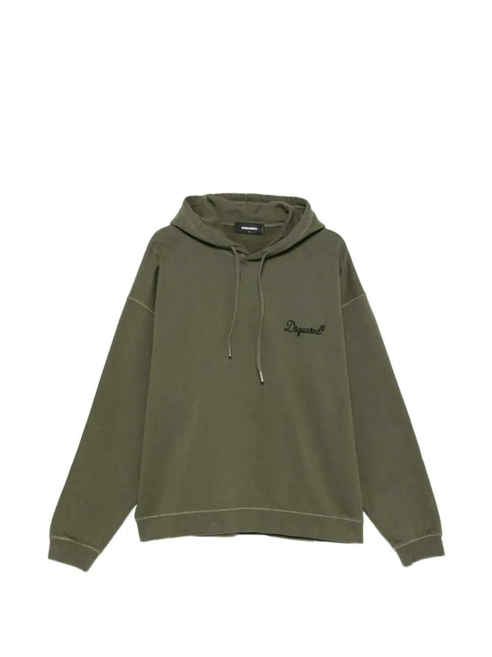 DSQUARED2 embroidered-logo drawstring hoodie - Green