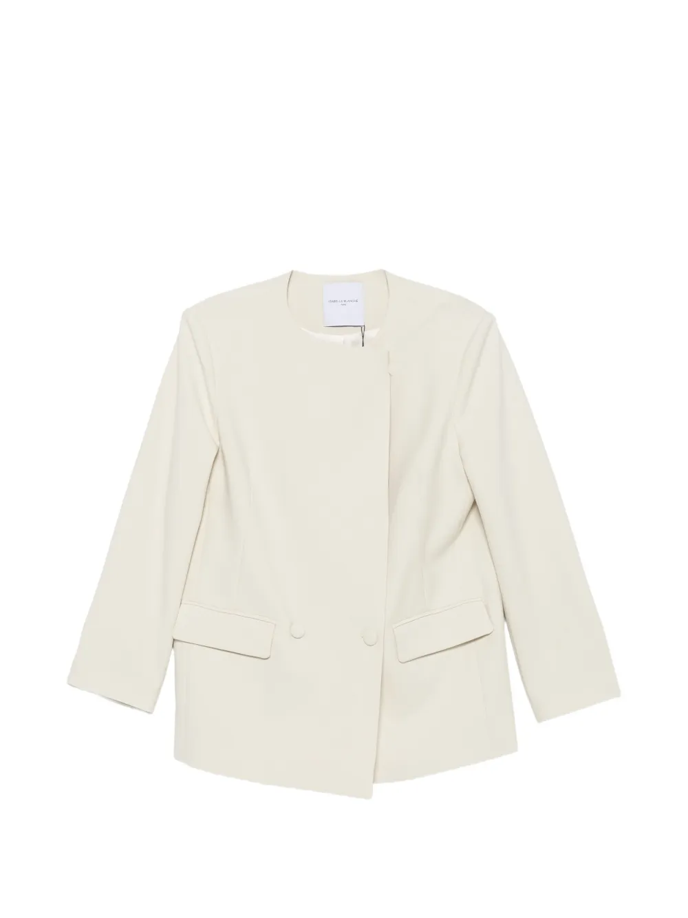 Isabelle Blanche double-breasted collarless jacket - Nude
