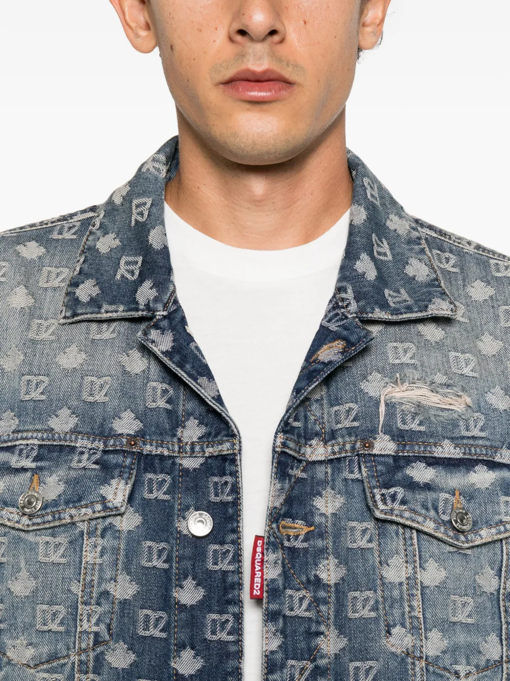 DSQUARED2 Denim jack met logo-monogram Blauw